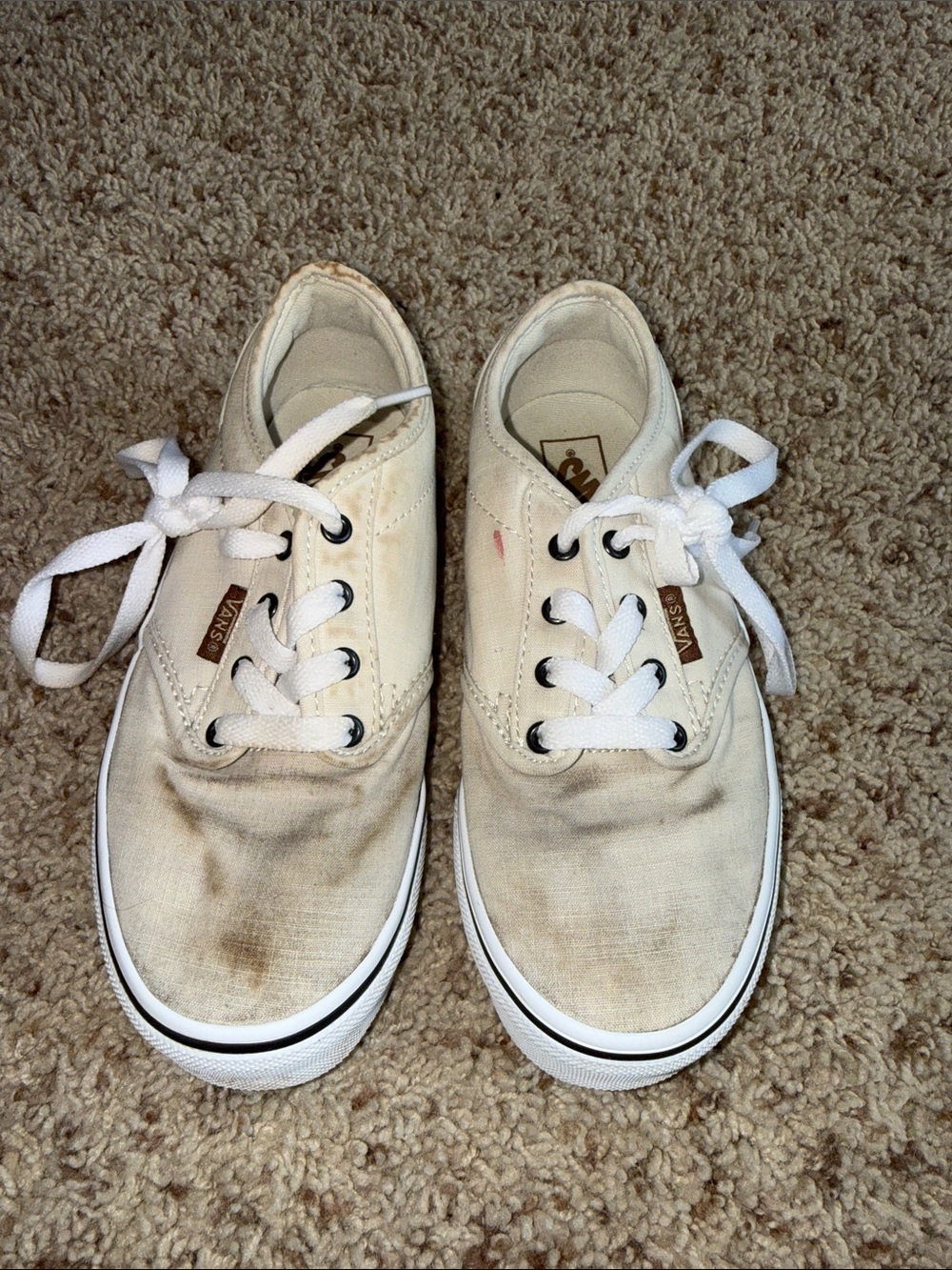 Vans Kids Cream Canvas Lace-Up Sneakers - 1Y